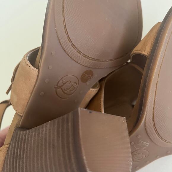 Lucky Brand 'Leesha' Womens 7.5 Fringe Block Heel Tan Nubuck Leather - Picture 10 of 11